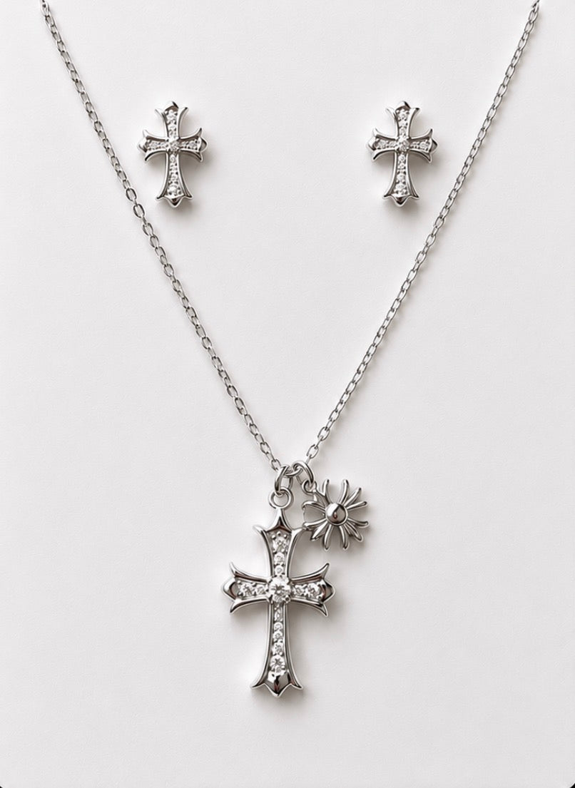 Cross Necklace & Earrings Set